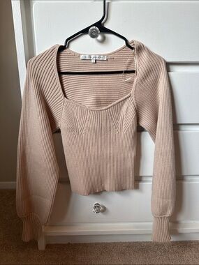 Endless Rose Beige Ribbed Sweater Crop Top NWOT